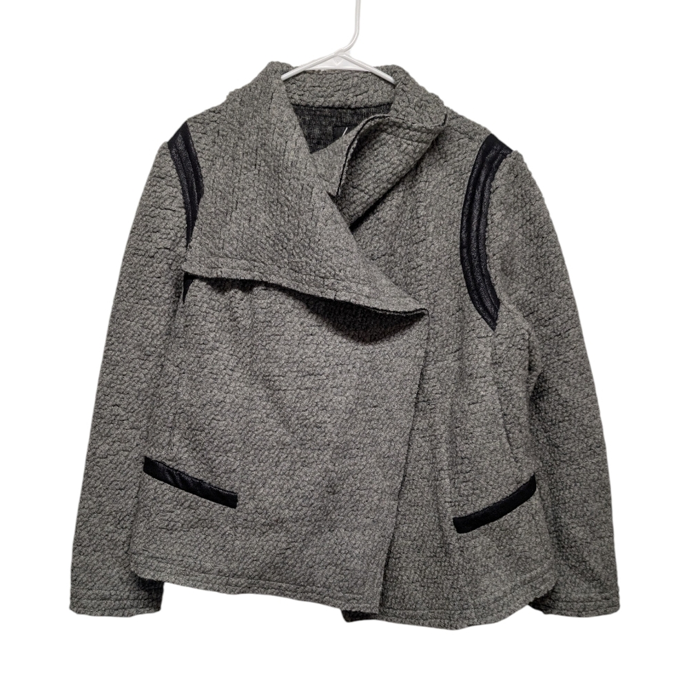 New LANE BRYANT Gray Black Wool Blend Winter Teddy Jacket (Women's 18/20)